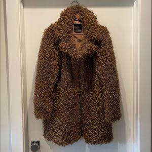 ZARA faux fur coat like new size S brown
